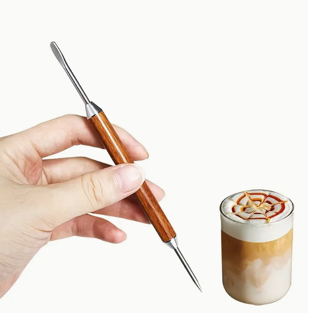 Latte Art Pen- Needle Rosewood Handle, Stainless Steel
