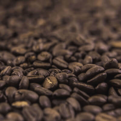 Roasted coffee beans in stack