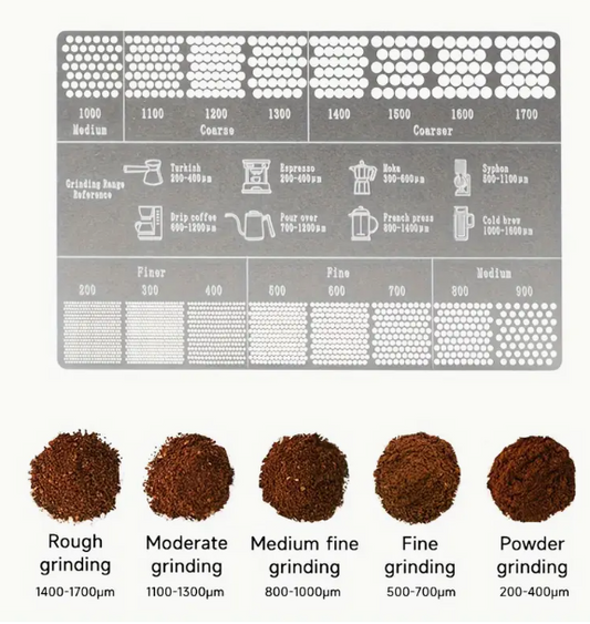 Coffee Grind Size Reference Tool for Manual and Espresso Brewing