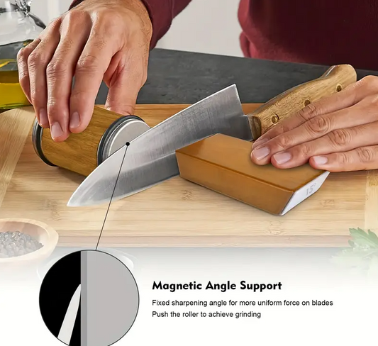 Sliding angled knife sharpener- gift set