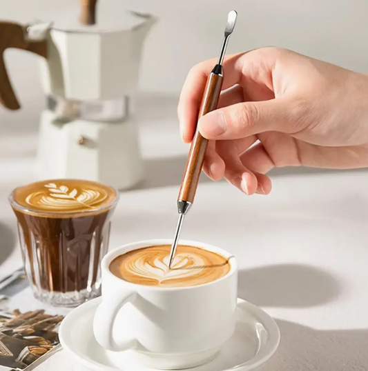 Latte Art Pen- Needle Rosewood Handle, Stainless Steel